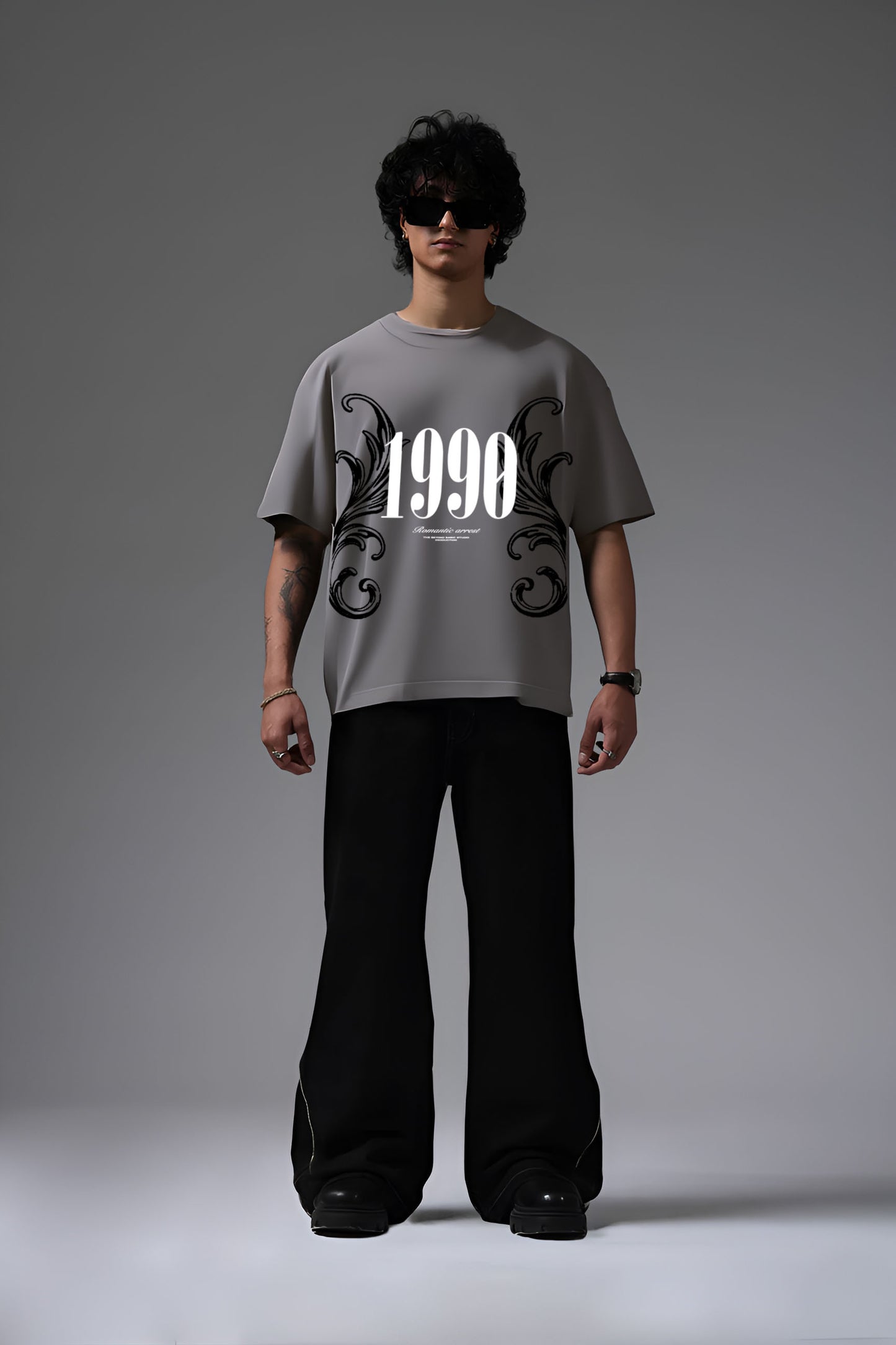 1990 GREY OVERSIZED T SHIRT