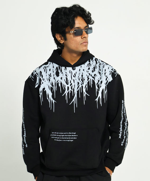 Oversized Grey Flames Hoodie