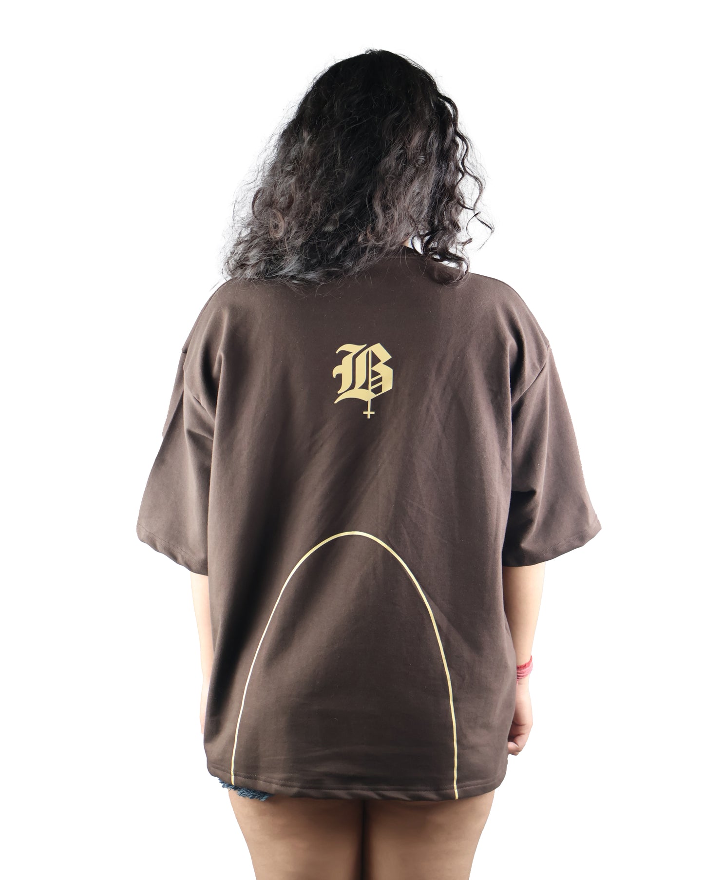 ARC LINE BROWN OVERSIZED T SHIRT