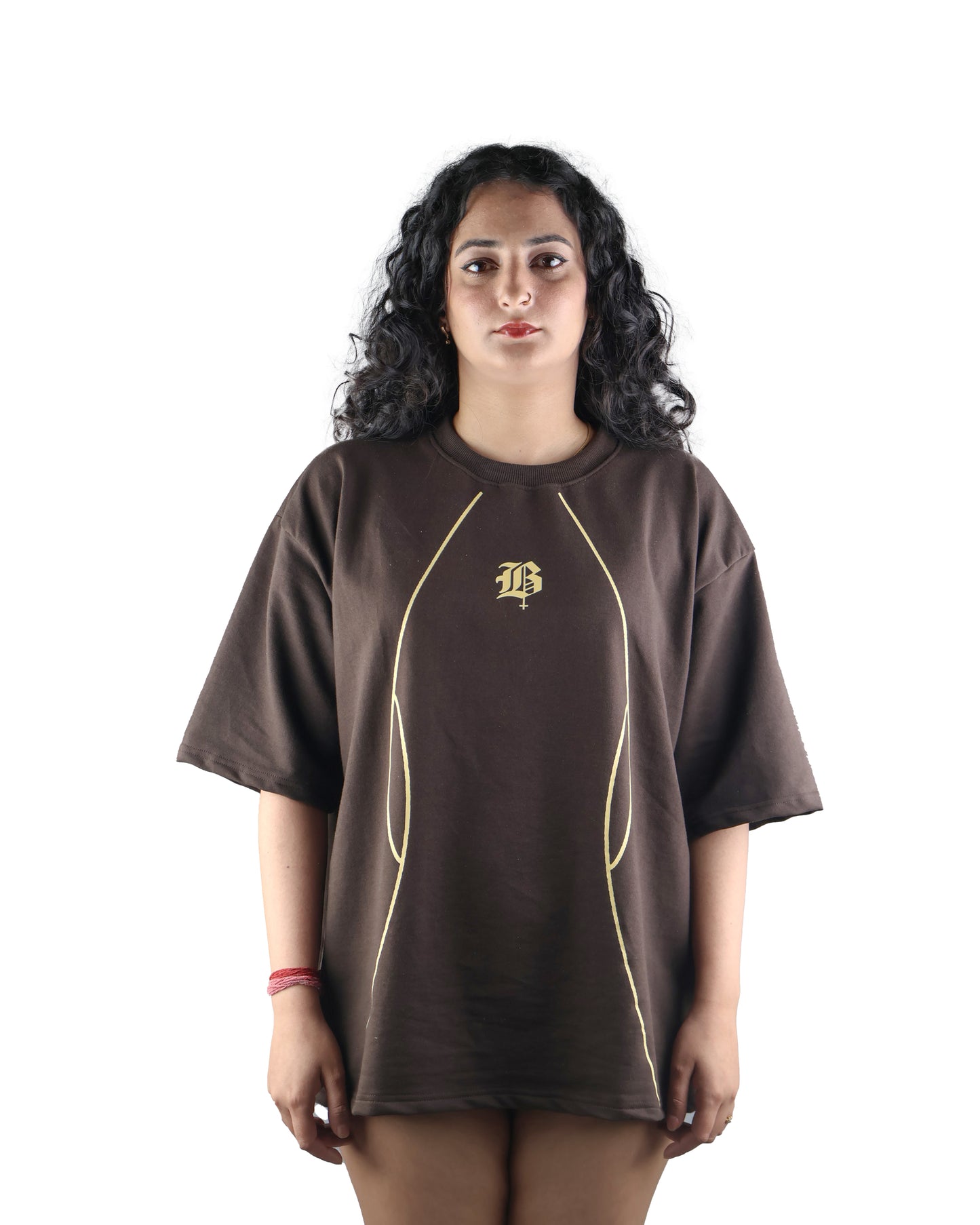 ARC LINE BROWN OVERSIZED T SHIRT