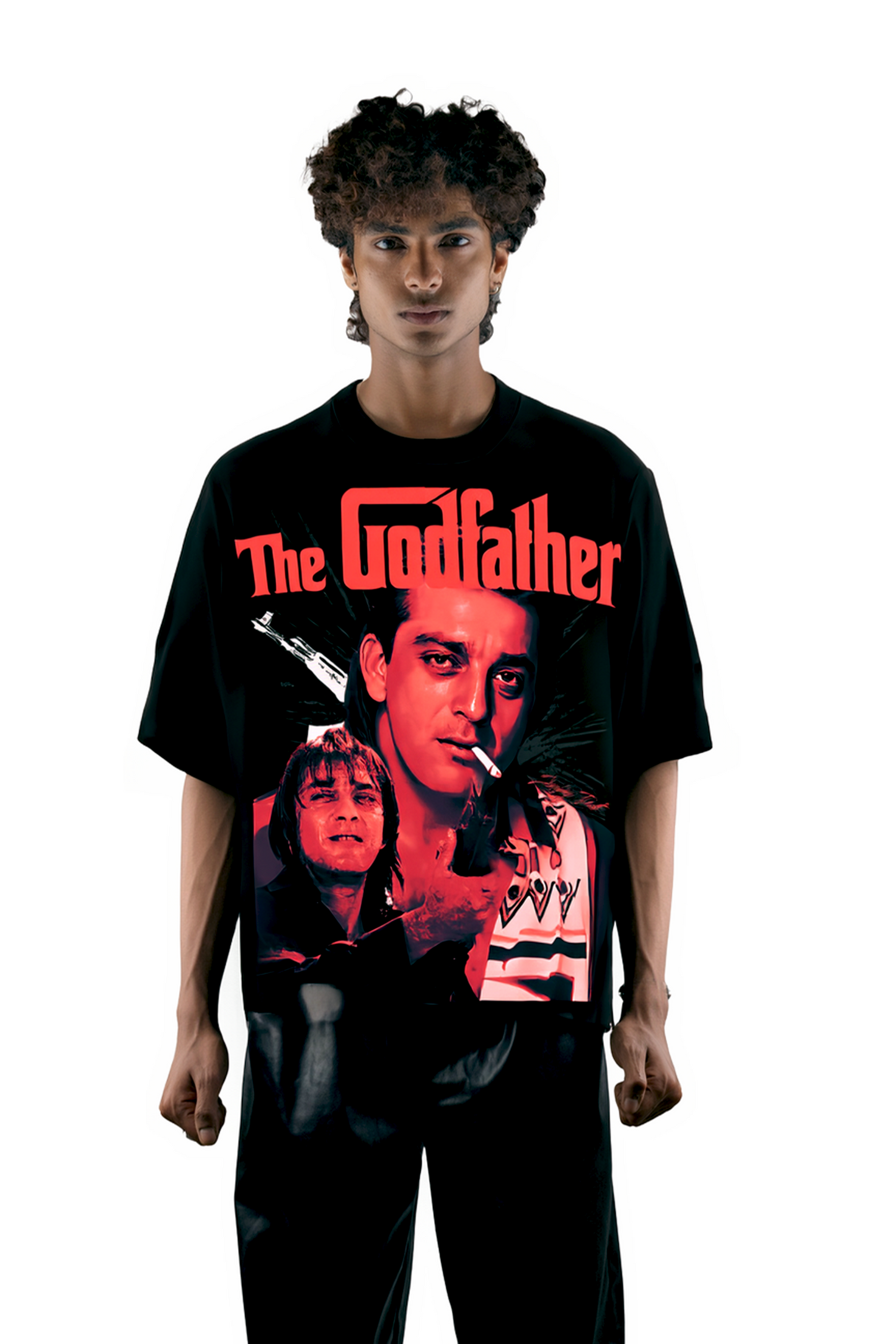 SANJAY DUTT BLACK OVERSIZED T SHIRT