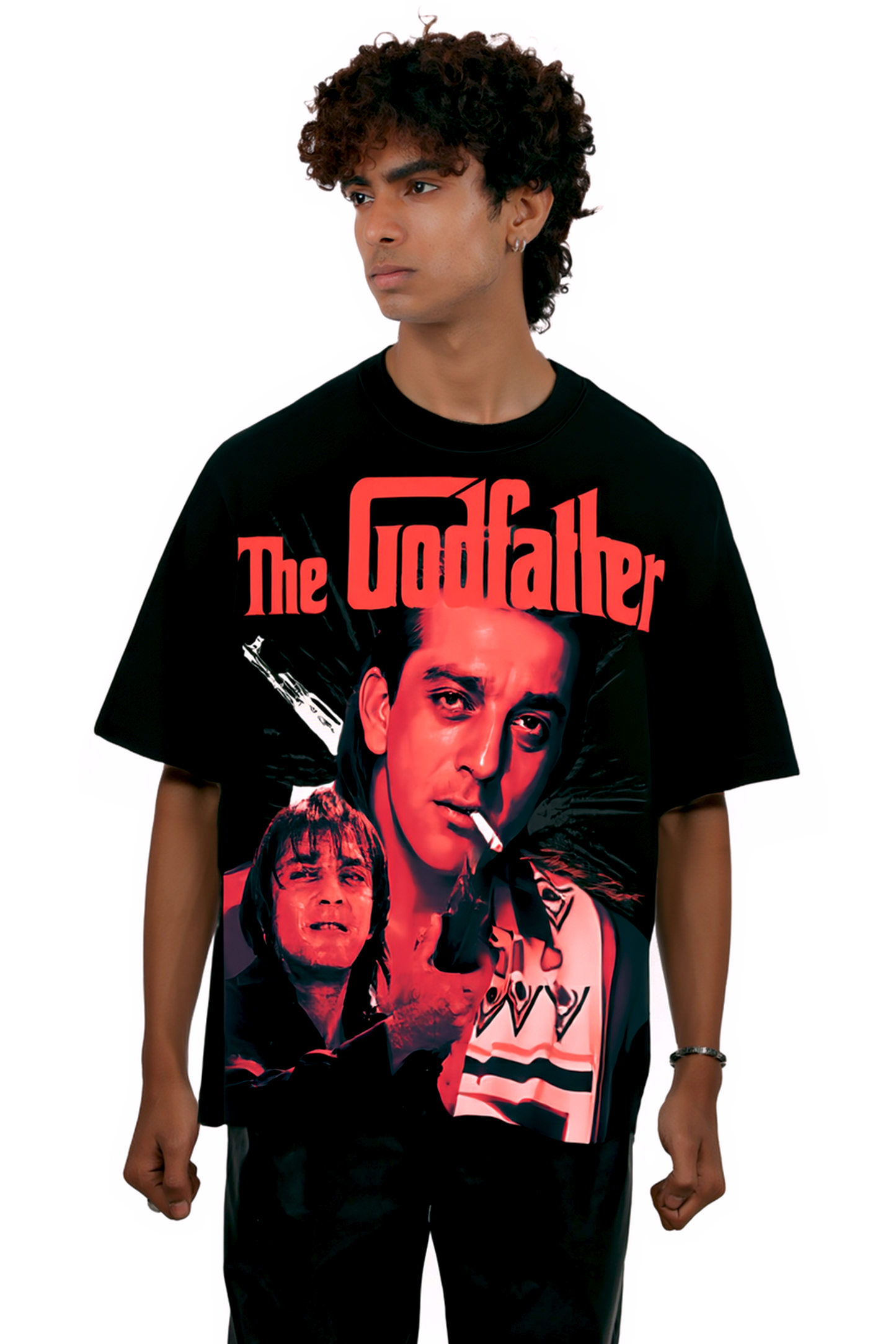 SANJAY DUTT BLACK OVERSIZED T SHIRT