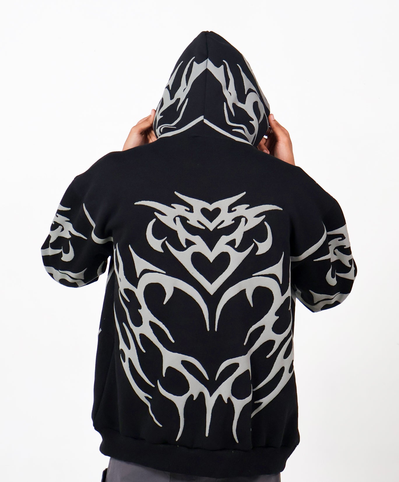 Tribal Oversized Black Hoodie