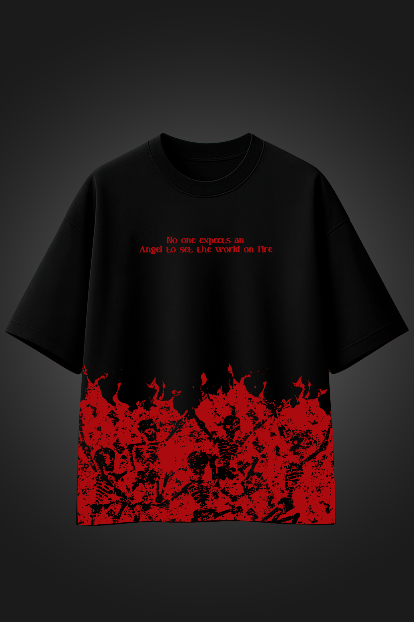 dancing skeleton black oversized t shirt