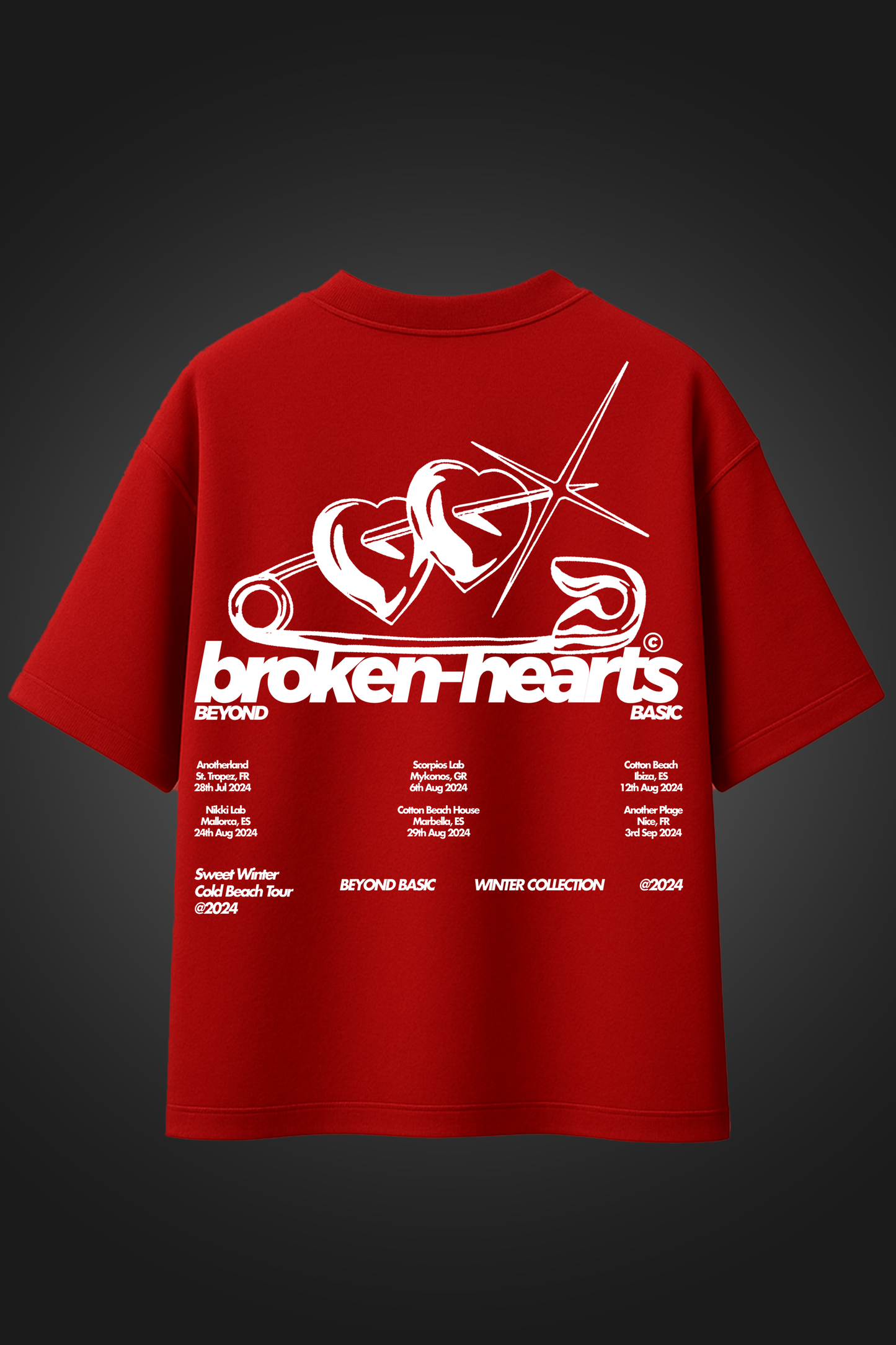 BROKEN HEART RED OVERSIZED T SHIRT