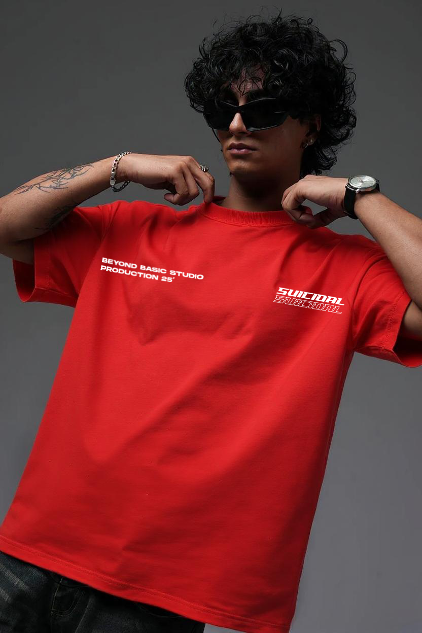 SUCIDAL RED OVERSIZED T SHIRT