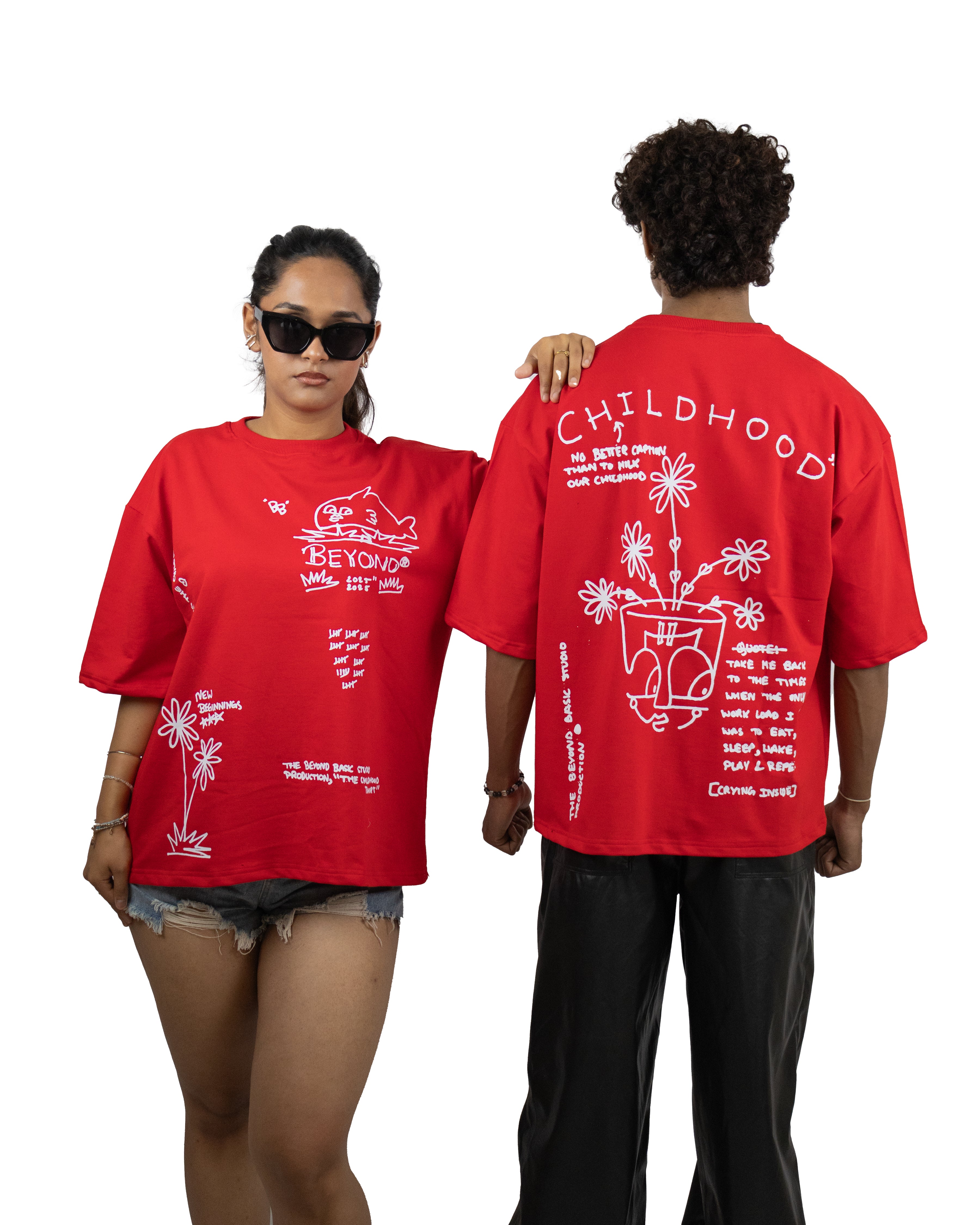 CHILDHOOD RED OVERSIZED T SHIRT