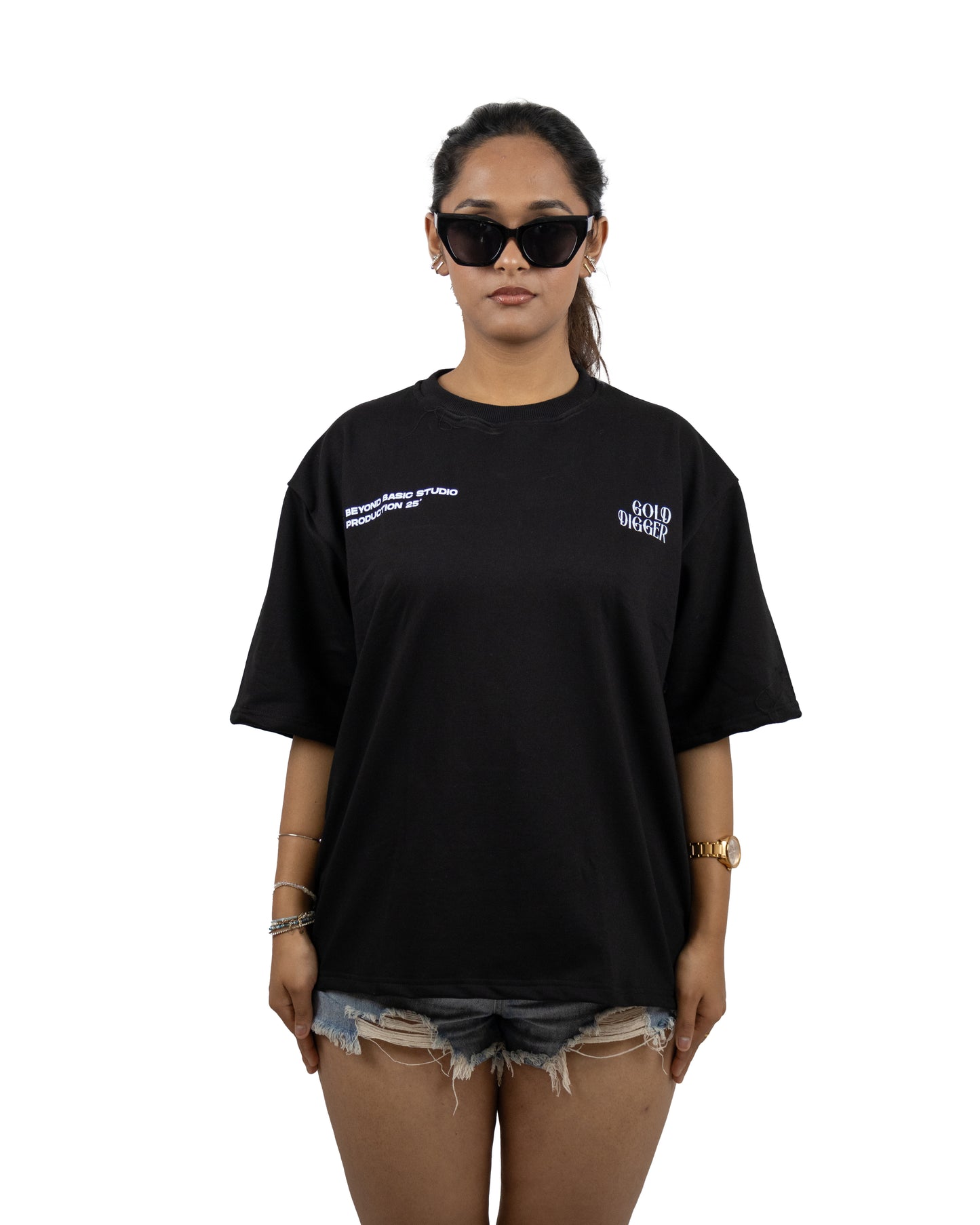GOLD DIGGER BLACK OVERSIZED T SHIRT
