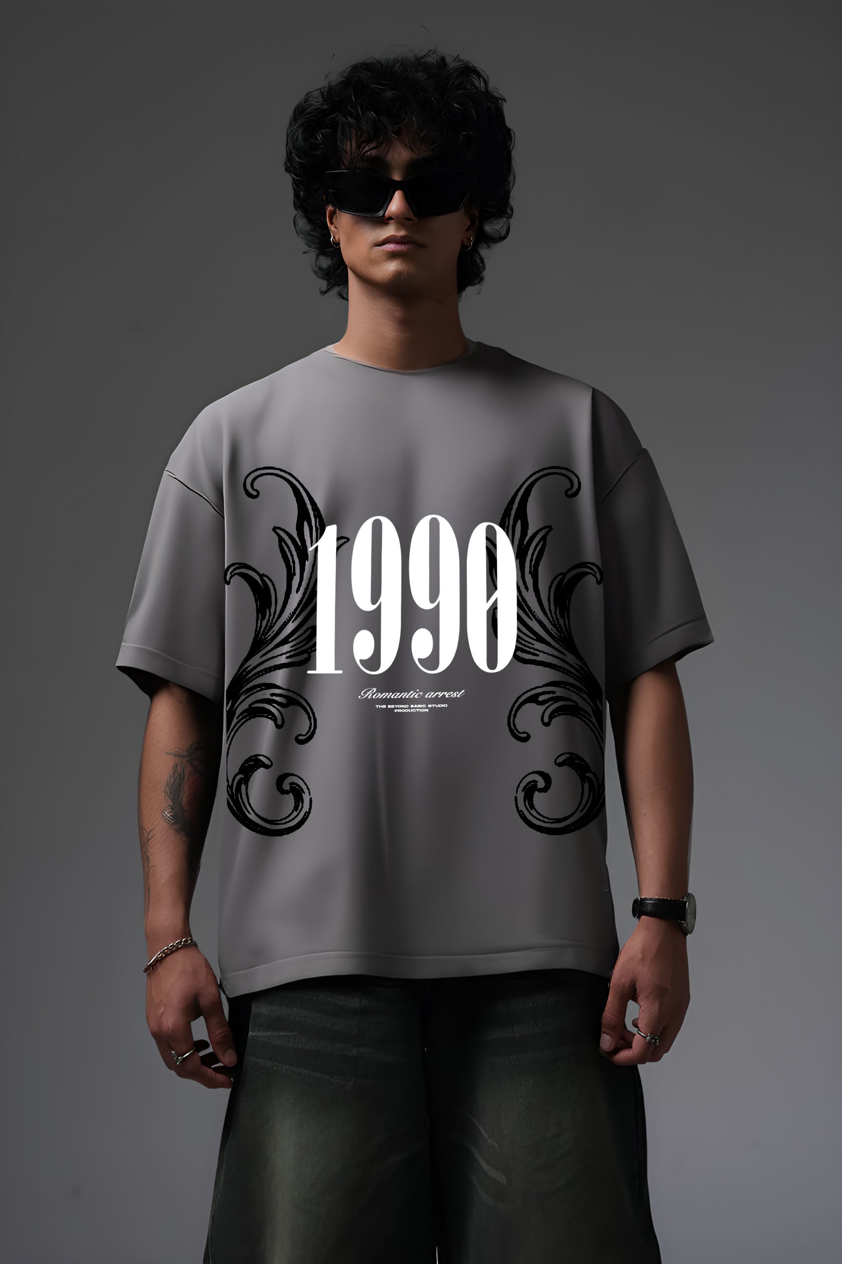 1990 GREY OVERSIZED T SHIRT