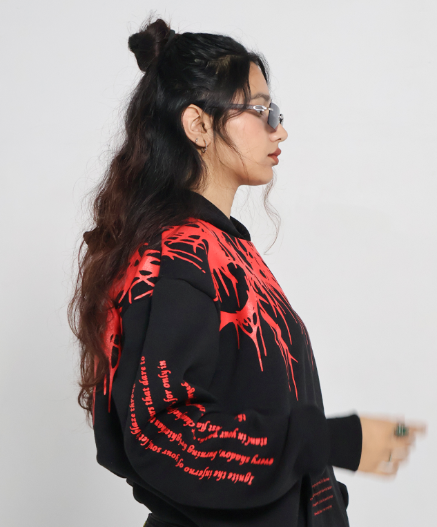 Oversized Red Flame Hoodie