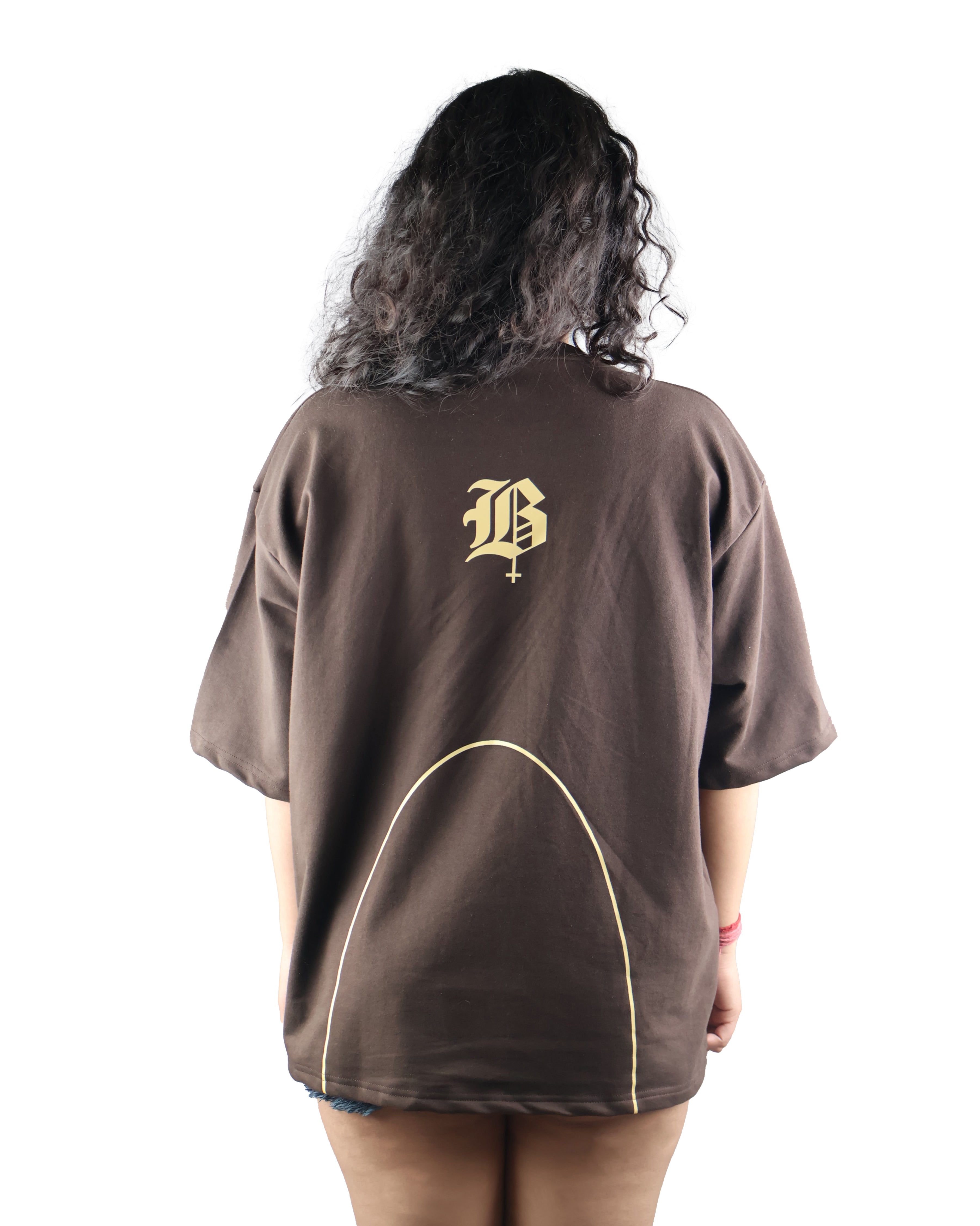 ARC LINE BROWN OVERSIZED T SHIRT