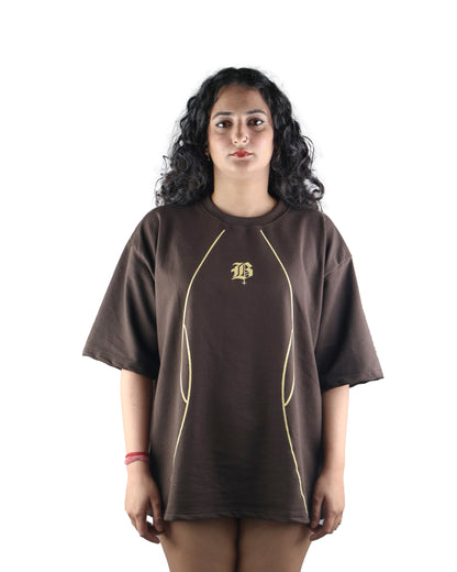 ARC LINE BROWN OVERSIZED T SHIRT