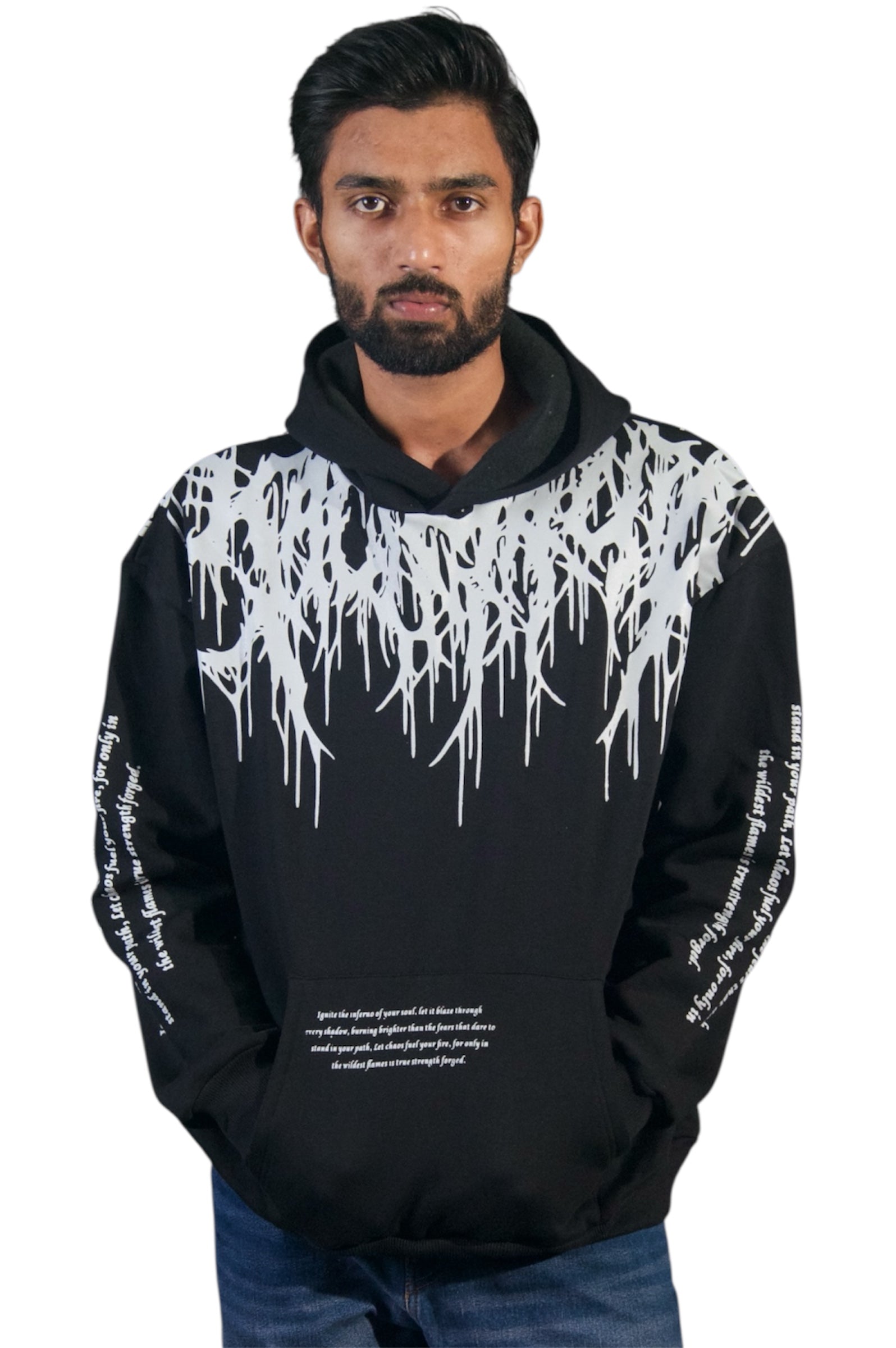 Oversized Grey Flames Hoodie