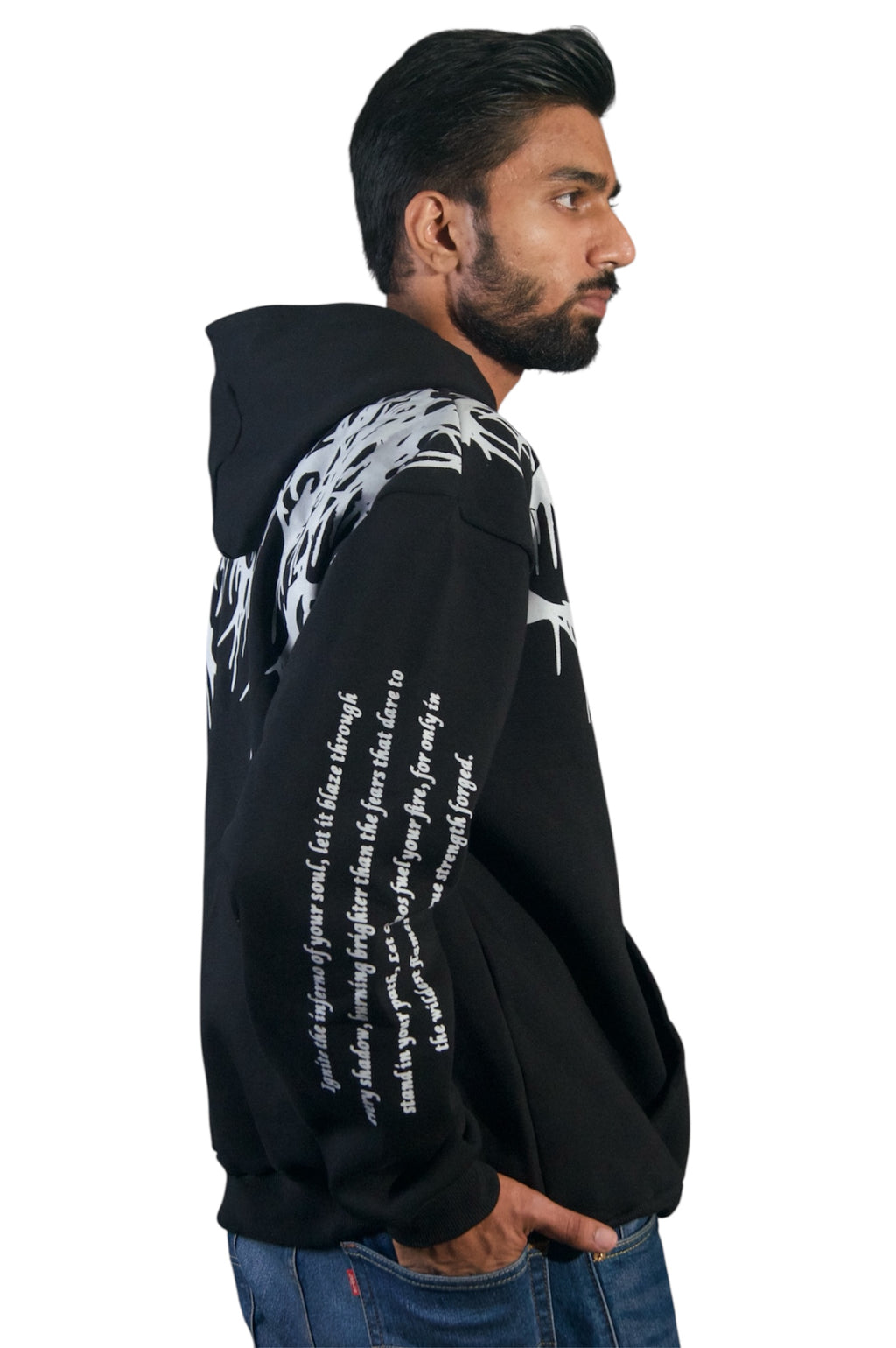Oversized Grey Flames Hoodie