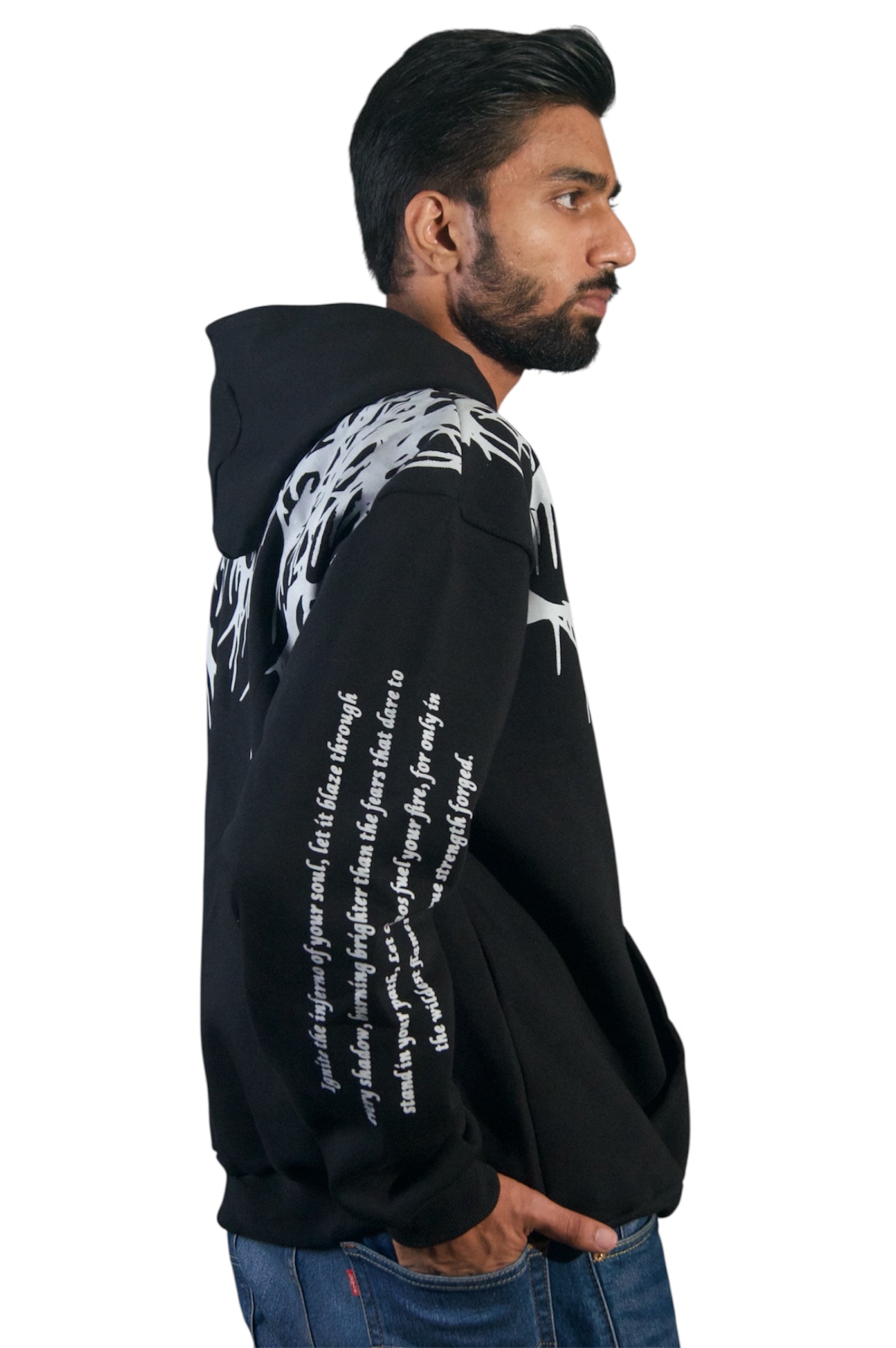 Oversized Grey Flames Hoodie