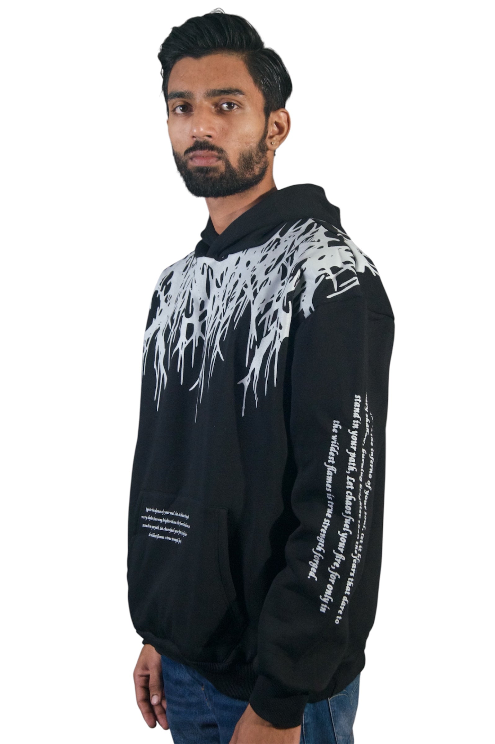 Oversized Grey Flames Hoodie