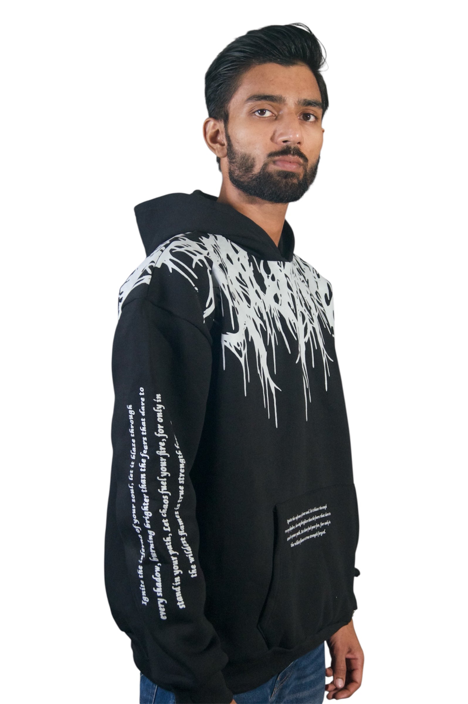Oversized Grey Flames Hoodie