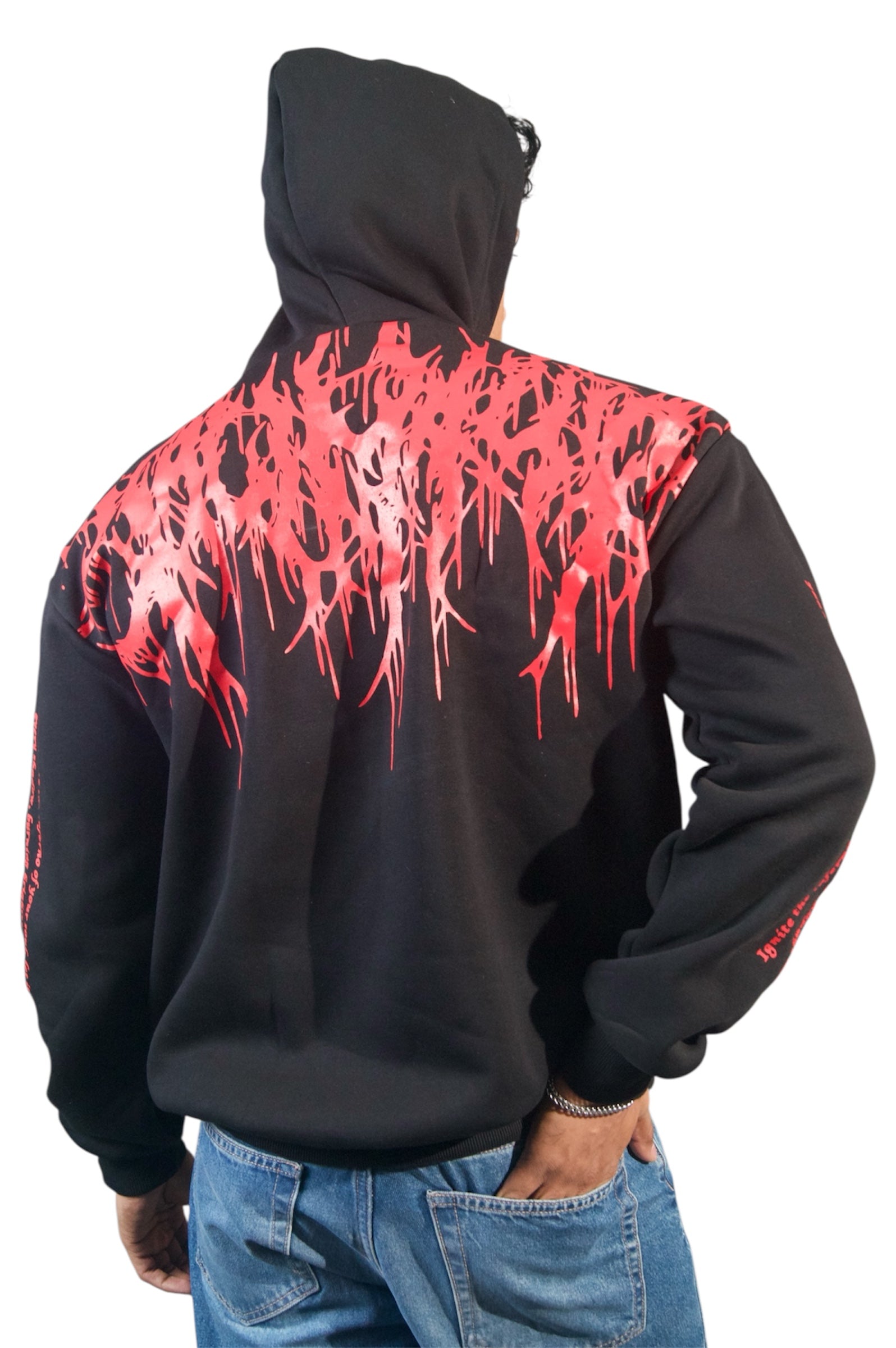 Oversized Red Flame Hoodie
