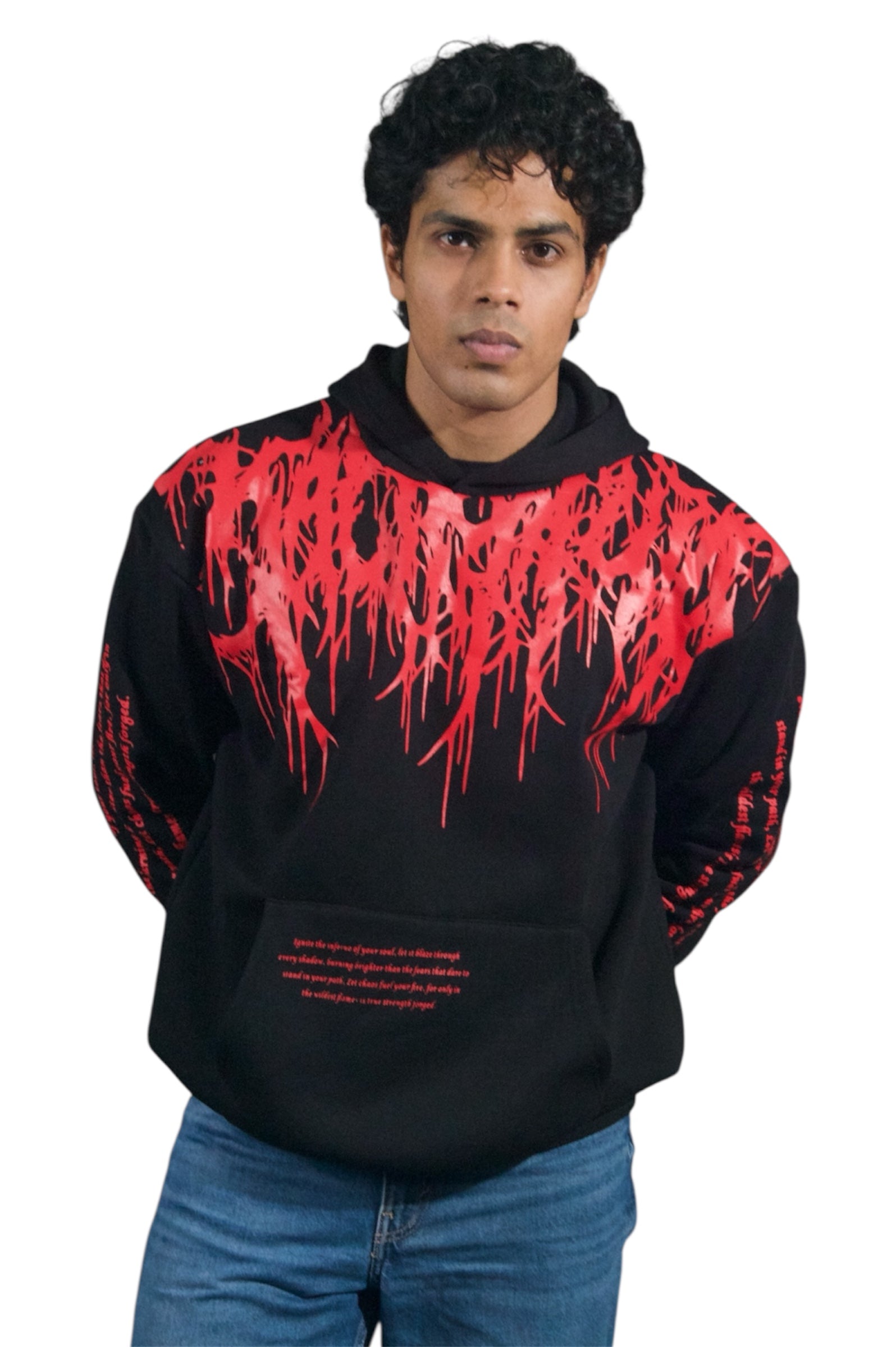 Oversized Red Flame Hoodie