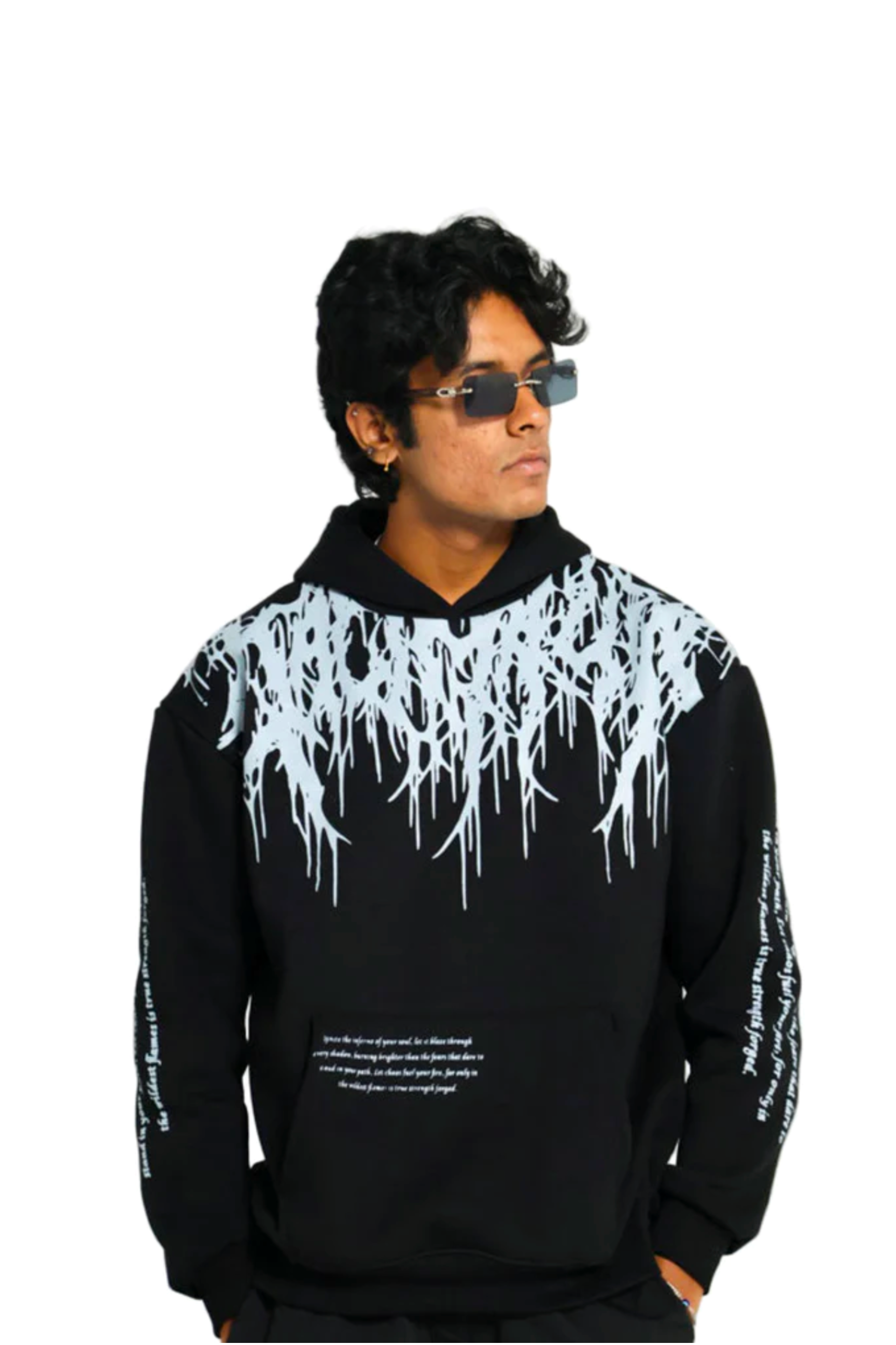 Oversized Grey Flames Hoodie