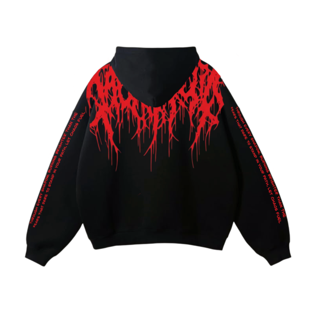 Oversized Red Flame Hoodie
