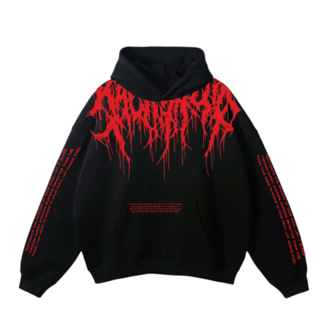 Oversized Red Flame Hoodie