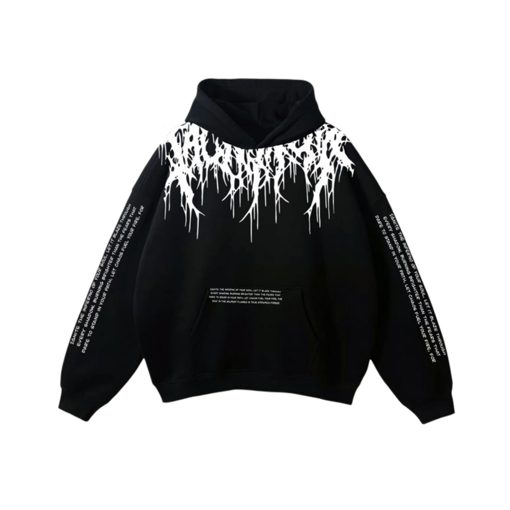 Oversized Grey Flames Hoodie