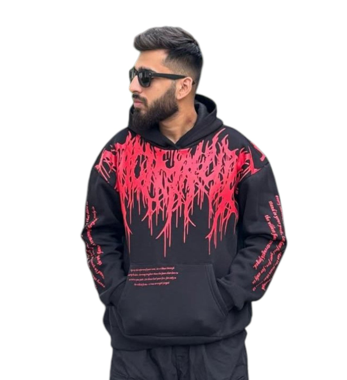 Oversized Red Flame Hoodie