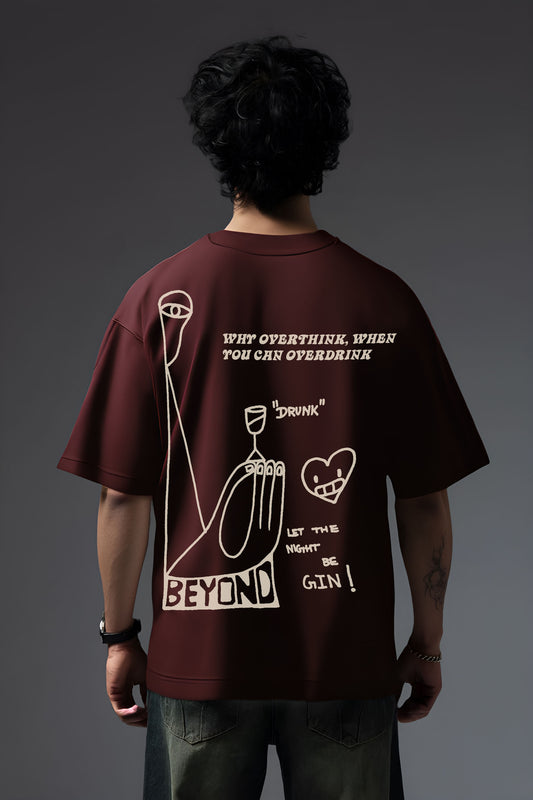 BEYOND DRUNK BROWN OVERSIZED T SHIRT