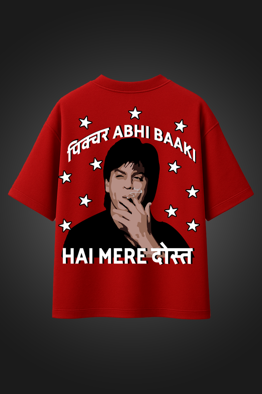 SHAH RUKH KHAN  RED OVERSIZED T SHIRT
