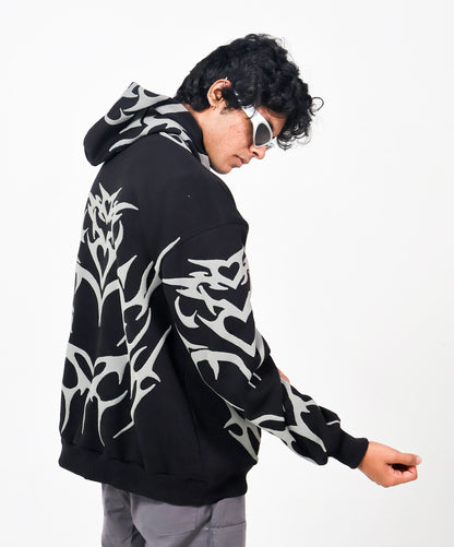 Tribal Oversized Black Hoodie