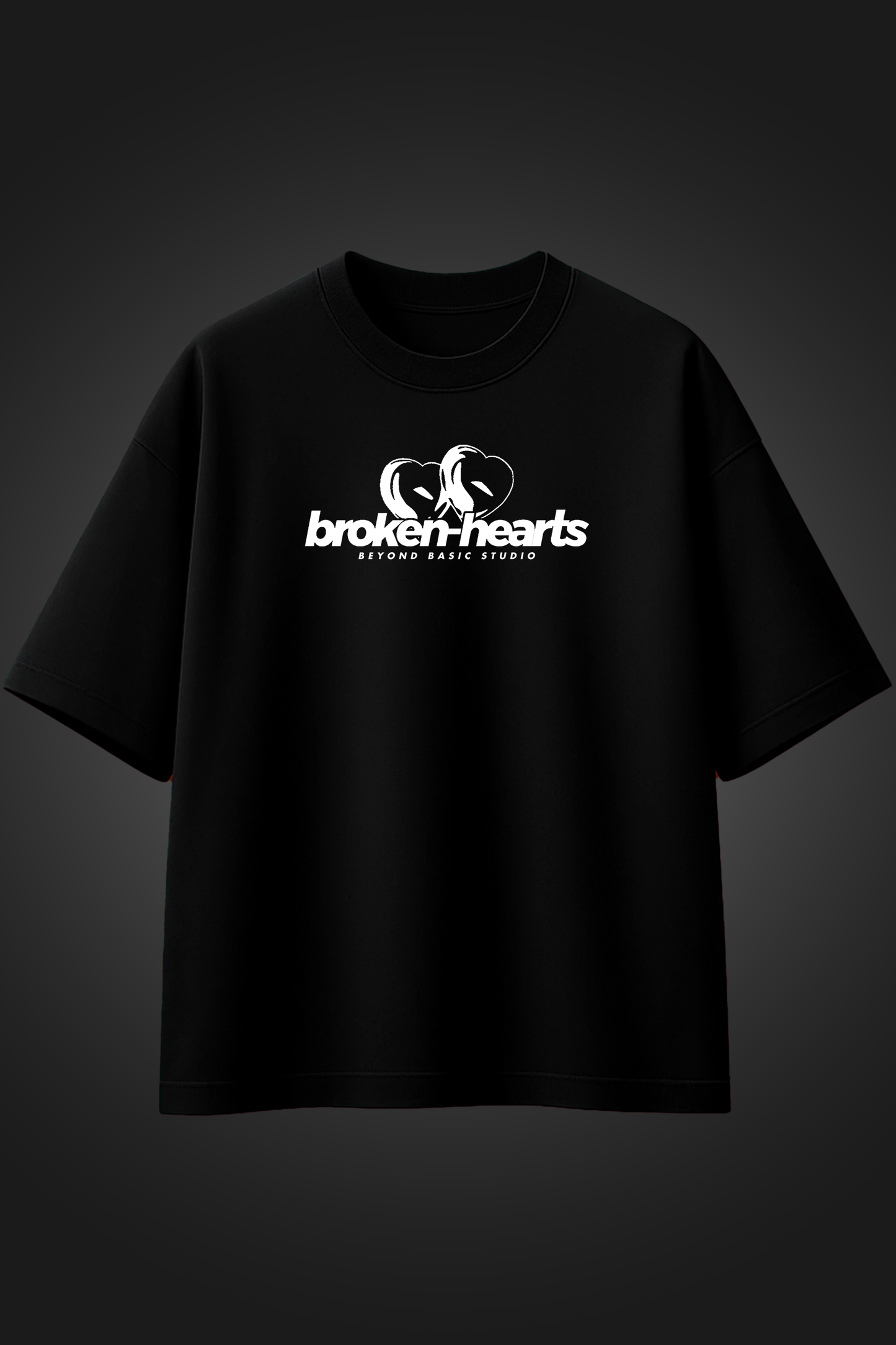 BROKEN HEARTS BLACK OVERSIZED T SHIRT