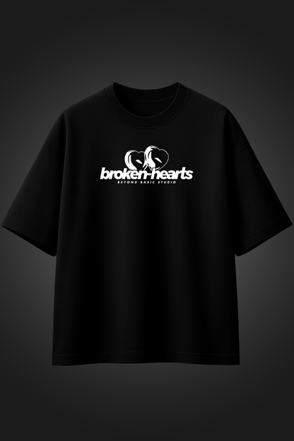 BROKEN HEARTS BLACK OVERSIZED T SHIRT