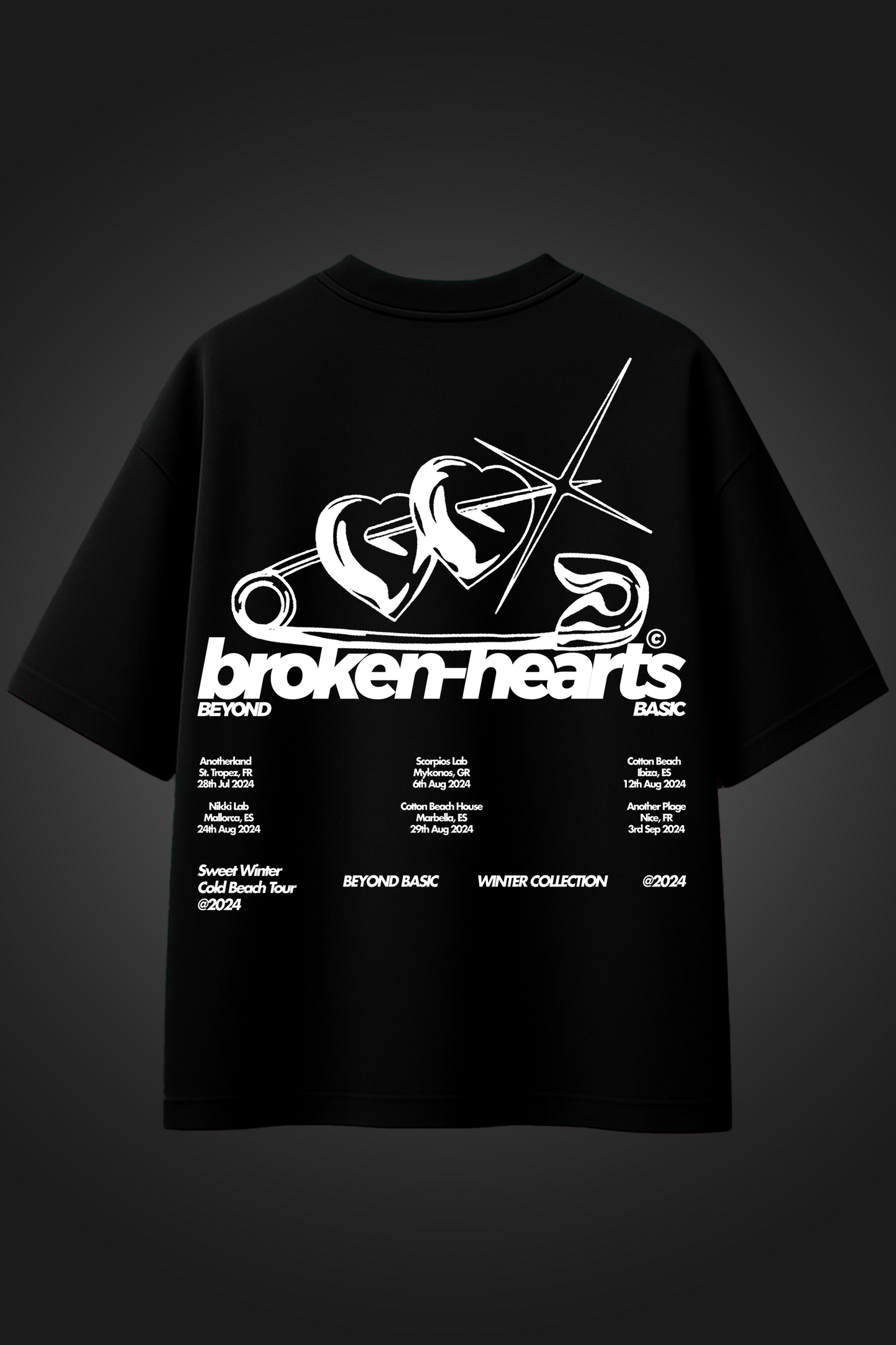 BROKEN HEARTS BLACK OVERSIZED T SHIRT