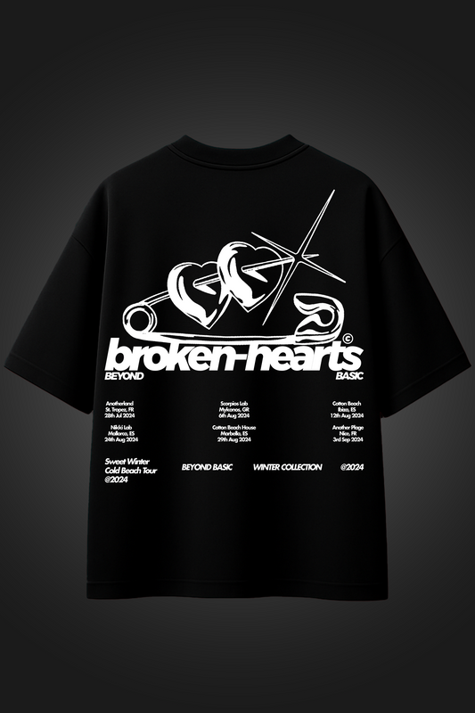 BROKEN HEARTS BLACK OVERSIZED T SHIRT