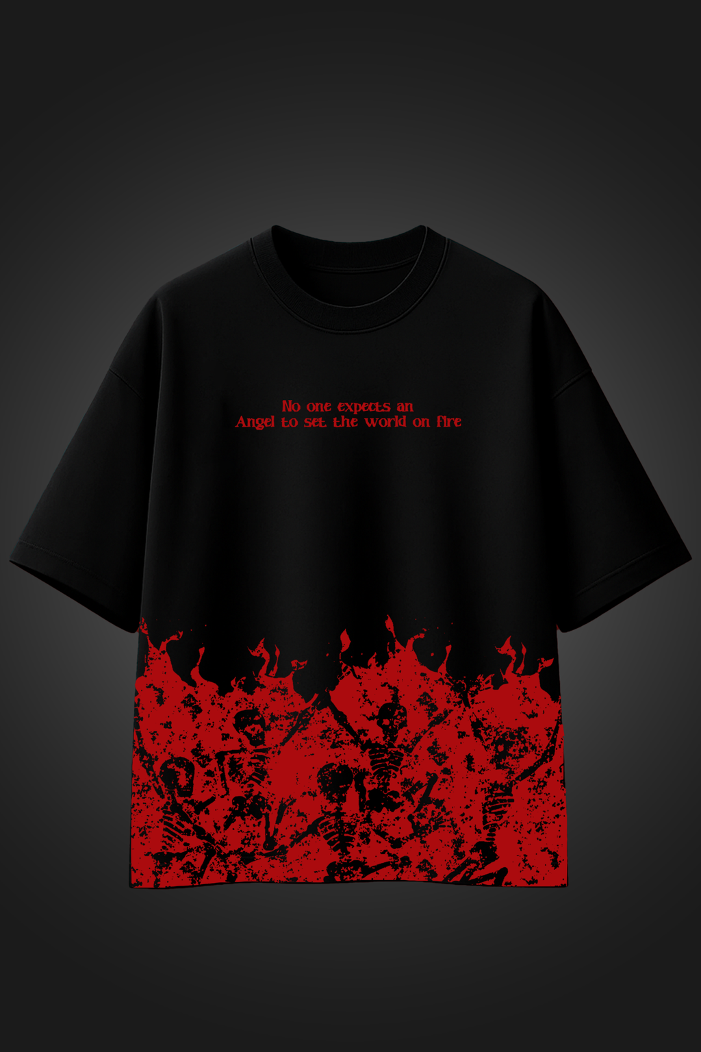 dancing skeleton black oversized t shirt