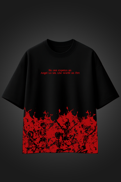 dancing skeleton black oversized t shirt
