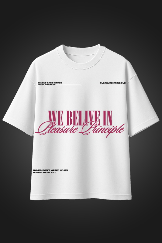 PLEASURE PRINCIPLE WHITE OVERSIZED T SHIRT