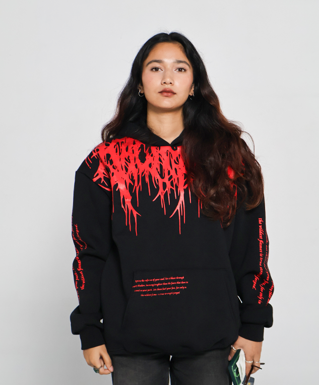 Oversized Red Flame Hoodie