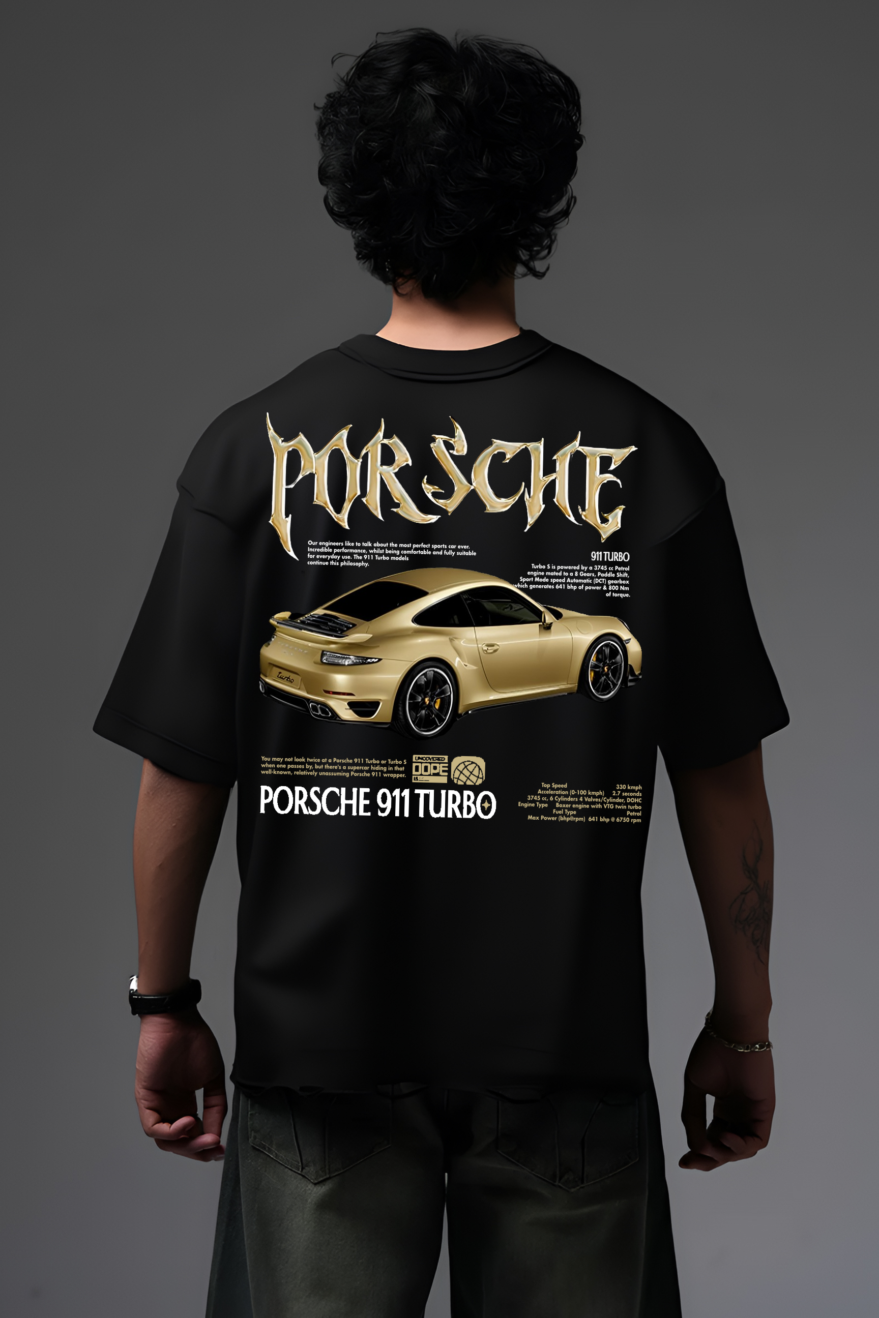 PORSHE BLACK OVERSIZED T SHIRT