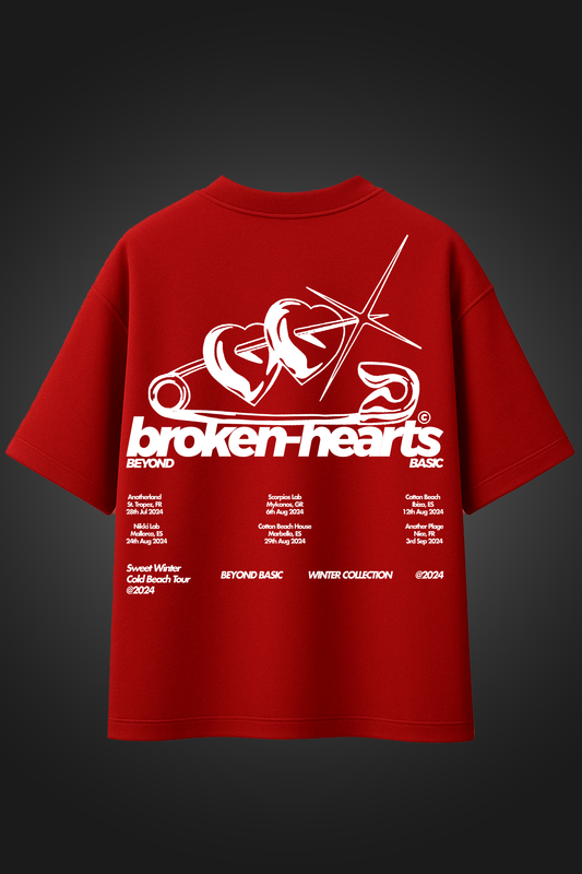 BROKEN HEART RED  OVERSIZED T SHIRT
