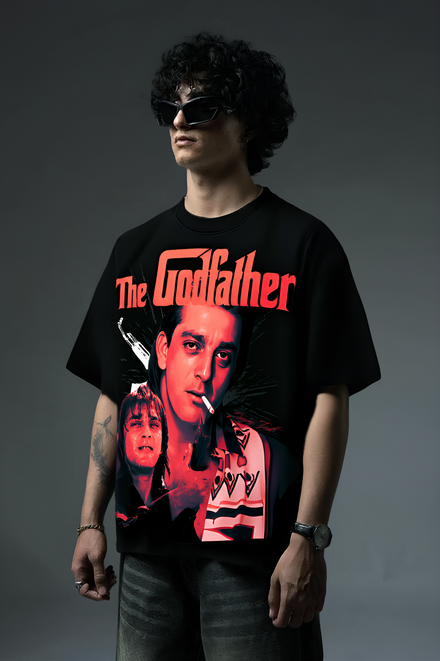 SANJAY DUTT BLACK OVERSIZED T SHIRT